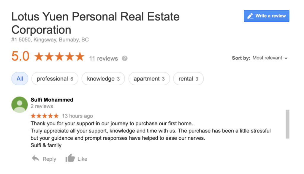 Testimonial for Lotus Yuen