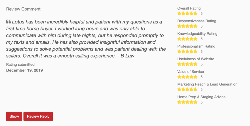 Great Testimonials with another buyer for Lotus Yuen