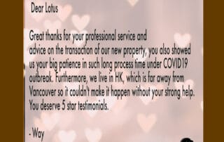 testmonials for Burnaby South best Realtor and Real Estate Agent - Lotus Yuen
