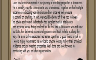 testimonials for Vancouver best Realtor and Real Estate Agent - Lotus Yuen