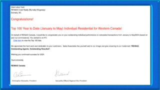 Top 100 Year to Date (January to May) Individual Residential for